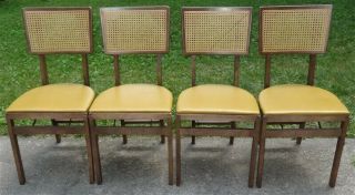 4 Stackmore Mid Century Modern Cane Back Folding Chairs