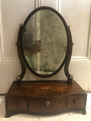 Antique Georgian Swing Mirror/dressing Table Mirror W/ Drawers W/ Floral Design