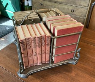 Antique Wood And Brass Rotating Table - Top Book Rack