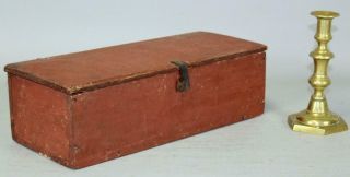 Rare Country Queen Anne 18th C Ct Miniature Blanket Chest In Red Paint