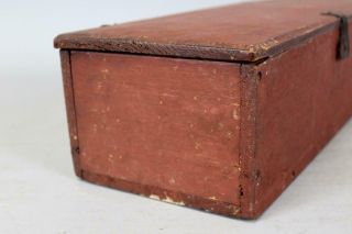 RARE COUNTRY QUEEN ANNE 18TH C CT MINIATURE BLANKET CHEST IN RED PAINT 2