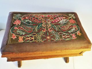 Antique Eastlake Style Victorian Oak Wood Footstool Seat Slipper Sewing Bench 3