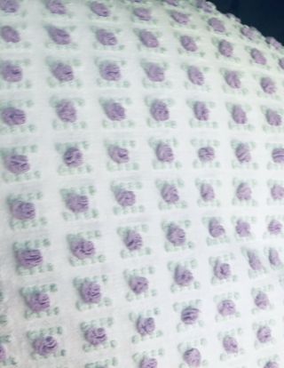 Vintage Morgan Jones Chenille Purple Lilac Rosebuds Twin Bedspread Spread