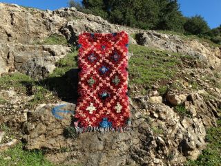 Handmade Azilal Moroccan Rug Wool Boucharouite Vintage Berber Carpet 5 