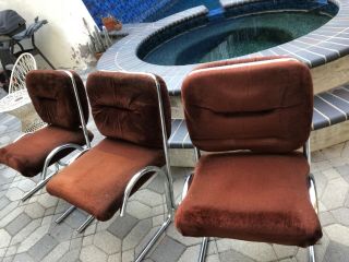 Set Of Six Mid Century Modern Chrome Chairs By Douglas Furniture Company Calif.
