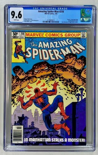Spider - Man 218 Cgc 9.  6 Wp Nm,  Marvel 1981 Frank Miller Daredevil App