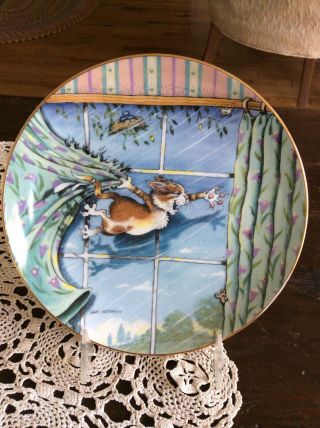 Danbury Gary Patterson Comical Cat Curtain Call 8 1/4 " Collector Plate
