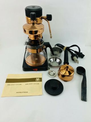 Ama Milano Vintage Copper Finish Espresso Coffee Maker Machine Made In Italy