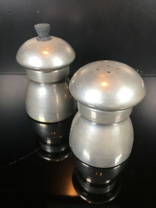 Vintage Raimond Pewter Salt Shaker & Pepper Grinder Mill Set Made In Italy