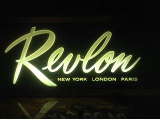 Vintage Midcentury Revlon Cosmetics Electric Lighted Store Sign