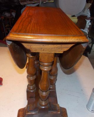 Mid Century Solid Oak Dropleaf End Table / Side Table By Ethan Allen