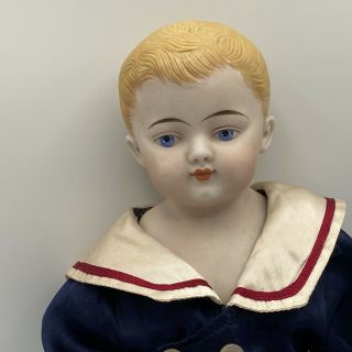 Antique 15 " Unmarked Possibly Kestner All Bisque Character Boy Doll