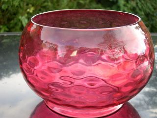 5 Inch Base Cranberry Coinspot Glass Globe For Gas Or Wanzer Kerosene Oil Lamp
