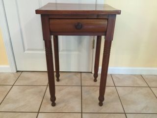 Antique Cherry One Drawer Stand Mid 1800s Rounded Drawer Primitive Table