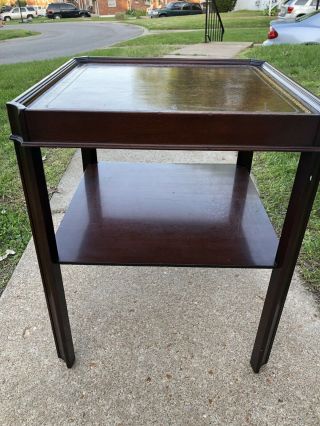 1940’s Zangerle & Peterson Mahogany Leather Top Lamp Table | End Table