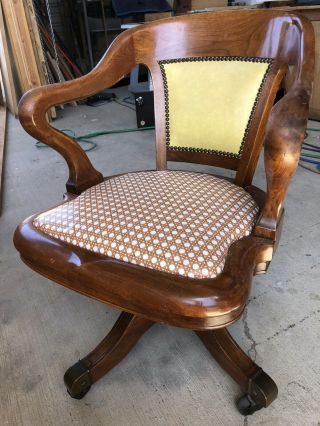 Vintage B L Marble Chair Co Walnut Antique Bankers Swivel Lawyers Judges