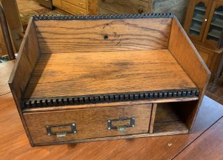 Antique Oak Wall Mounted File Cabinet Desk From Train Station Or Country Store