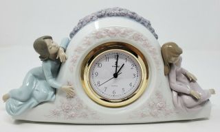 Vintage Lladro 5776 12 " Two Sisters Clock - Retired - Needs Battery O/w - Ae