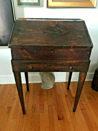Antique Primitive Slant Top Desk Hostess Desk Philadelphia Bucks County Pulpit