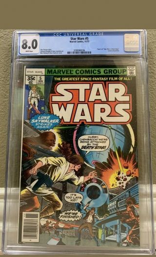 Cgc 8.  0 - Star Wars 5 By Roy Thomas (marvel Comics 1977) Part 5 Of “a Hope”