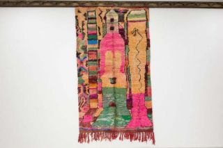 Vintage Boujad Moroccan Wool Rugs Carpet Handmade Berber Tapis Area Kilim
