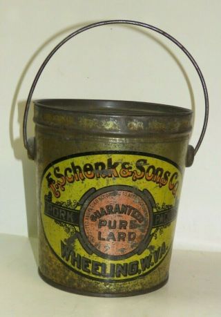 Vintage/antique Lard Can / F.  Scherek & Sons C0 Wheeling,  Wv / 8 - 16a
