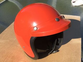 Vintage Orange Bell Rt Motorcycle Helmet With Bell Visor 1974 -