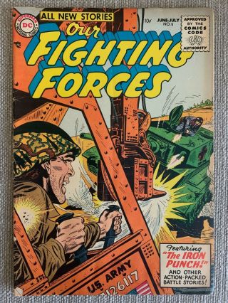 Our Fighting Forces 5 - $0.  10 Comic - 1955 - American Flag Cover - Dc Comics Vg