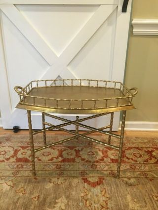 Brass Faux Bamboo Tray Table Hollywood Regency So Chic