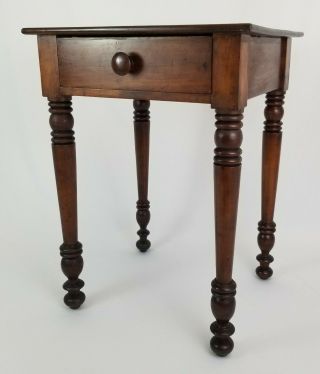 Antique Walnut Sheraton Work Table Nightstand End Table Candle Stand 19th C.