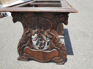 Antique Figural Carved Oak Table with Griffins 2