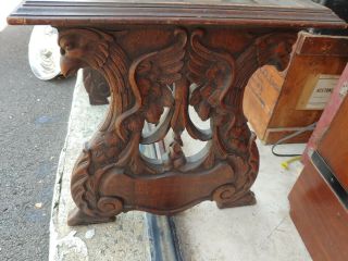 Antique Figural Carved Oak Table with Griffins 3
