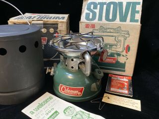 Vintage 1970 Coleman Sportster Single Burner Stove Heat Drum Boxes 502 - 700 952