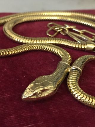 Vintage Jewellery Wonderful Gold Plated Snake Serpent Pendant Necklace