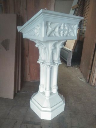 Antique Solid Wood Ornate Carved Church Pulpit Lectern Podium