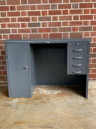 Vintage Industrial Metal Small Desk By Cole Steel Co