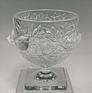Vintage Lalique France Crystal Elizabeth Pedestal Vase