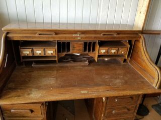 Antique Solid Oak Roll Top Desk.  Oak Crest Manufacturing.