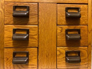 Vintage Oak Storage Cabinet With 6 Drawers 2