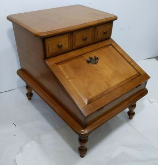 Vintage Solid Maple Wood Dough Box End Table Nightstand W Storage