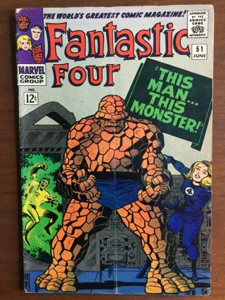 Fantastic Four 51 (jun 1966,  Marvel),  Fine 6.  0 With Defect,  Jack Kirby/stan Lee