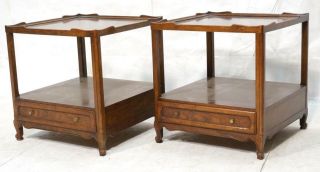 Baker Milling Road Mahogany Side Tables W/ Shelf And Drawer