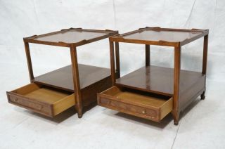 Baker Milling Road Mahogany Side Tables w/ Shelf and Drawer 3
