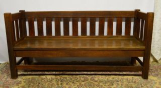Antique Mission Even Arms Solid Oak Settle Sofa Bench Settee Finish