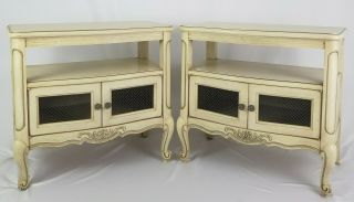 Vintage French Country Provincial Nightstands End Tables Pair White Furniture Co