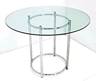 Glass Top Round Dinette Table Coffee Side End Mid Century Modern Set Dining