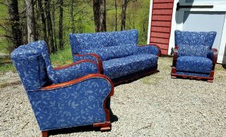 antique sofa and chairs.  Art Deco Style from Scandinavia.  Very well constructed. 3