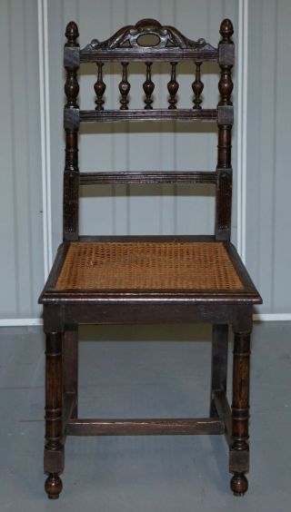 SET OF 10 VICTORIAN CARVED OAK DINING CHAIRS WITH BERGER RATTAN SEATS 3