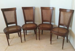 4 Drexel Heritage French Empire Dining Chairs With Caned Seat And Back
