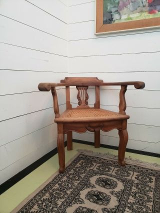 Set Of 2 Vintage Hand Carved Colonial Wood Chairs Signed Dated 1959.  Claiborne